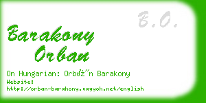 barakony orban business card